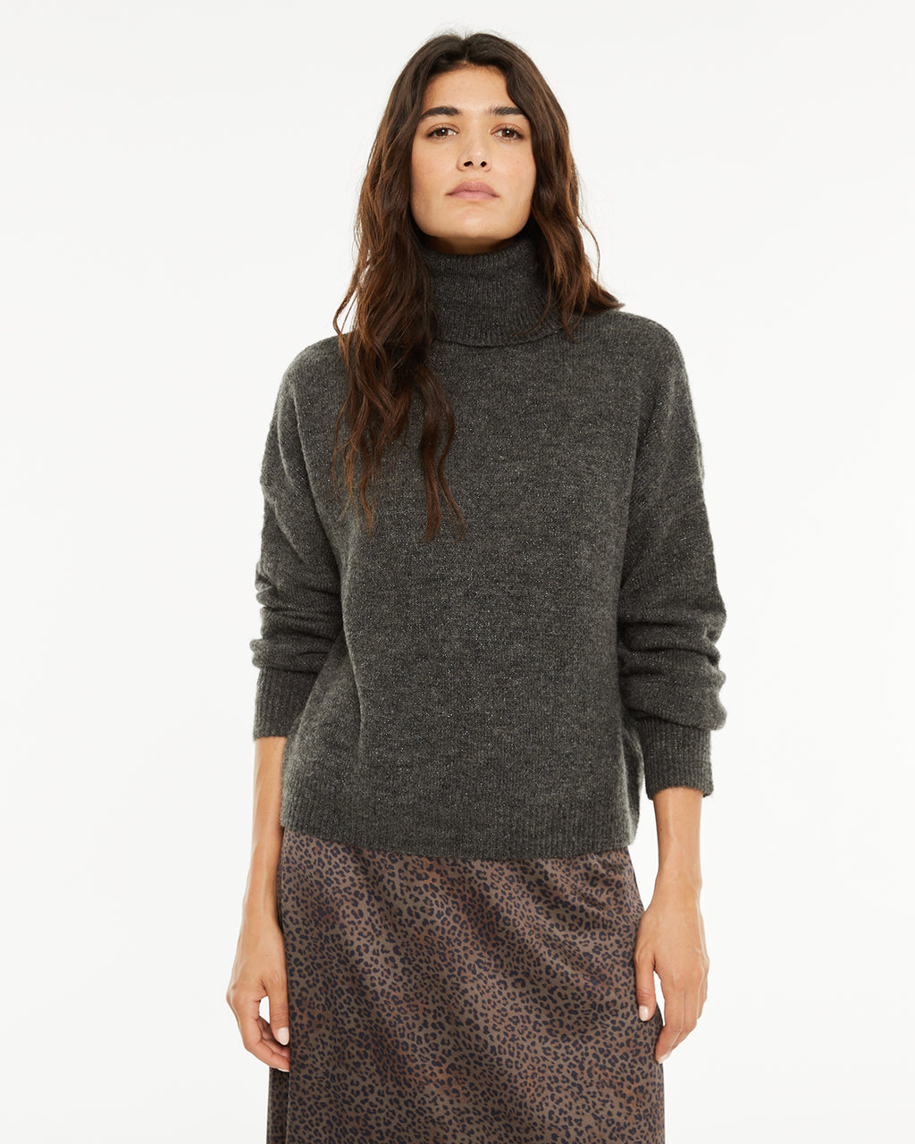 Jersey cuello alto con lurex