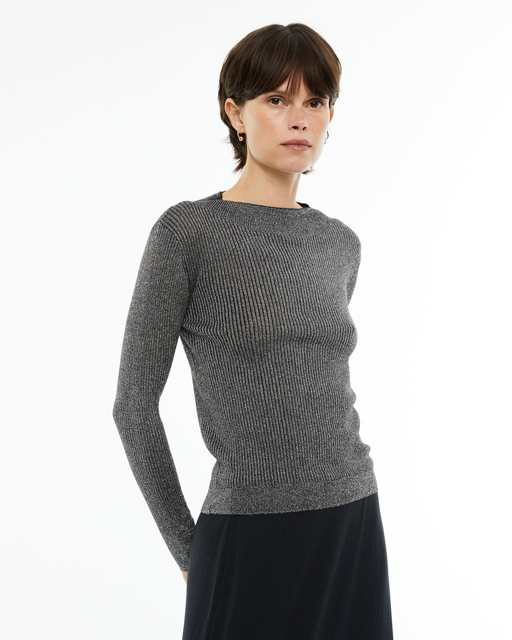 Jersey cuello redondo básico lurex