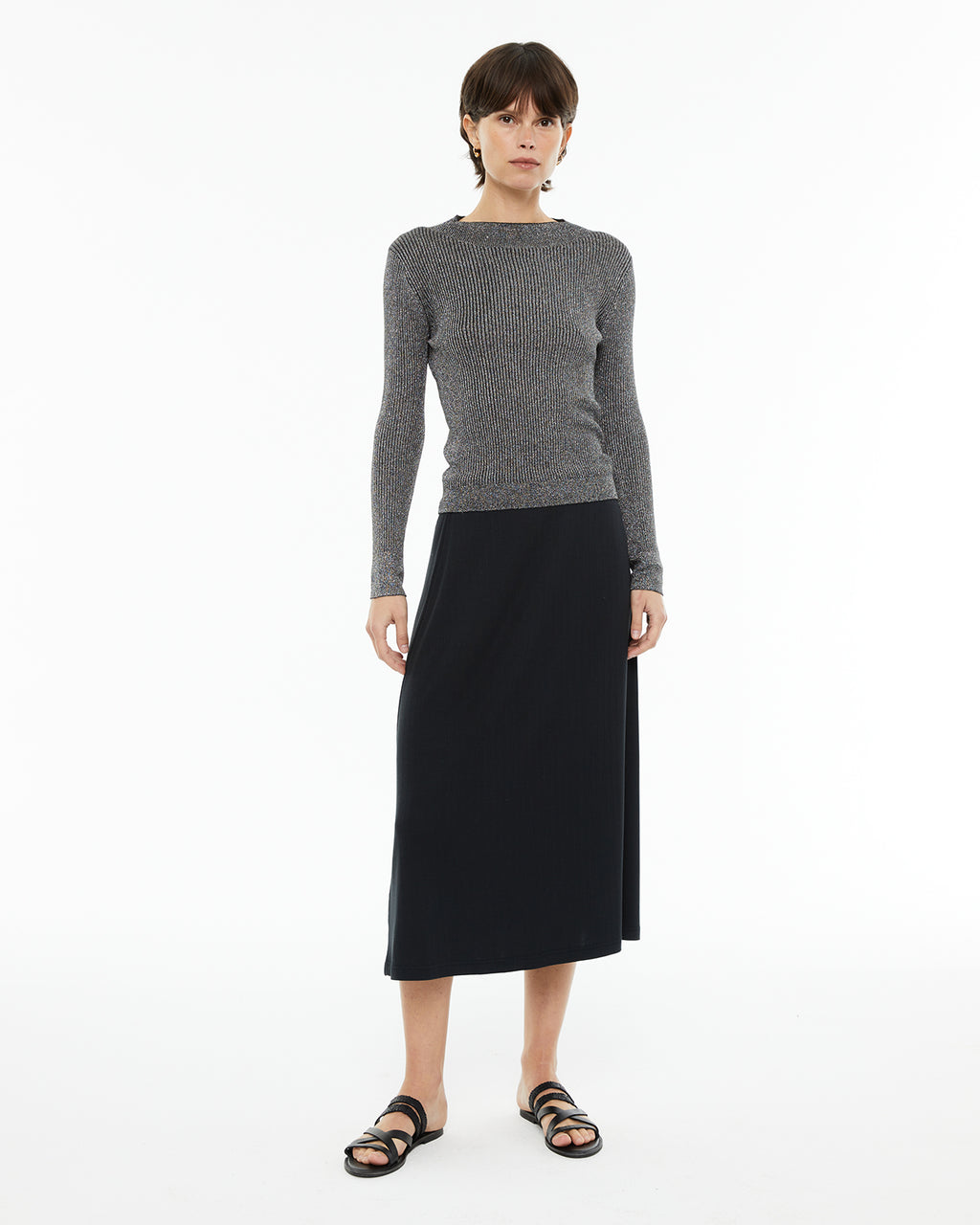 Jersey cuello redondo básico lurex