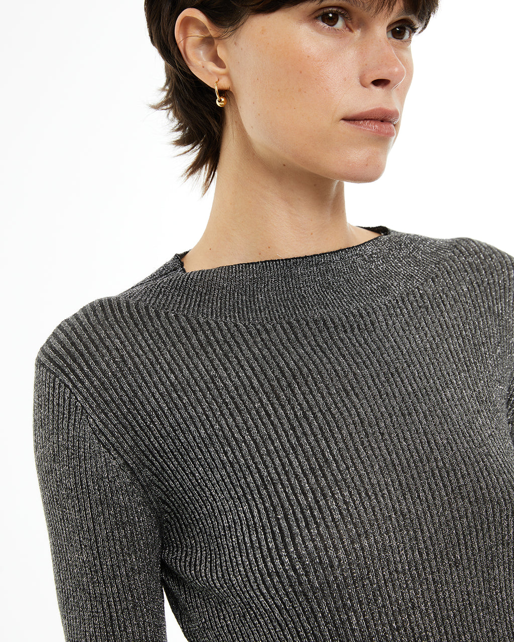 Jersey cuello redondo básico lurex